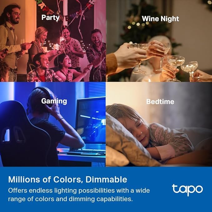 TP-Link Tapo Smart Light Bulbs, 1100 Lumens High Brightness(75W Equivalent), Matter-Certified, 16M Colors RGBW LED Bulb, Dimmable, CRI>90, Voice Control w/Siri, Alexa & Google Home, A19 E26 Tapo L535E