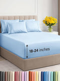 Extra Deep Cal King Sheet Set - 6 Piece Breathable and Cooling Sheets - Hotel Luxury Bed Sheets Set - Easy Fit - Soft, Wrinkle Free and Comfy Sheets Set - Light Blue Sheet Set with Extra Deep Pockets