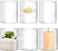 Hurricane Candle Holder,Open Ended Glass Candleholder Multiple Size Choices,Clear Cylinder Glass Candle Holder for Wedding Centerpieces, Home Decor(3pcs:4x4", 3pcs: 4x3.5")