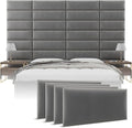 Vänt Upholstered Wall Panels - King/Cal King Size Wall Mounted Velvet Headboards - Velvet Smoke Grey - Twin/King - Set of 4 Panels (Each Individual Panel 39"x11.5")