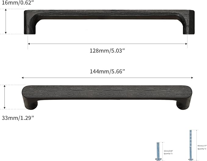 Black Round 5 in 2 pcs Wooden Drawer Pulls Handle pulls for cabinets Kitchen Cabinet Drawer pulls Cabinet Door Pull