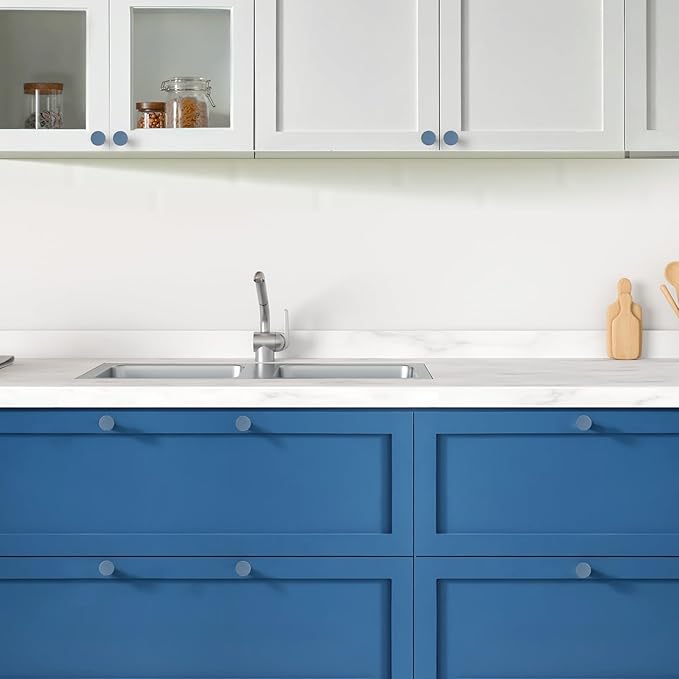 Ravinte 15 Pack Cabinet Knobs Light Blue Kitchen Cabinet Knobs Round Dresser Drawer Pulls Closet Door Pulls 1-1/5 Inch