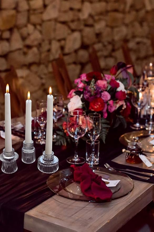 Vixdonos Glass Candlestick Holders Tealight Candle Holders for Table Centerpieces, Wedding Decor and Dinner Party (3 Pcs, Clear)