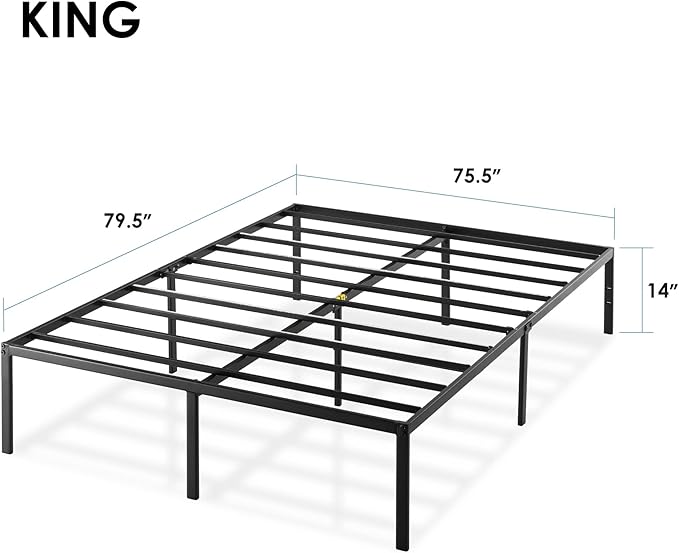 Best Price Mattress 14 Inch Metal Platform Beds w/ Heavy Duty Steel Slat Mattress Foundation (No Box Spring Needed), King Size, Black