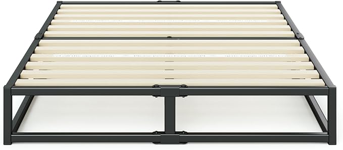 Zinus Joseph 10 Inch Platform Bed Frame, Wood Slat Support, No Box Spring Needed, Eco Friendly WonderBox(TM) Packaging, Easy Assembly, Black, Queen