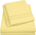 Sweet Home Collection King Size Sheet Set with Built-in Sheet Straps - Deep Pocket Fitted Sheet, Flat Sheet & Pillowcases - Soft, Wrinkle-Free, Secure Fit - Pale Yellow
