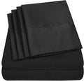 Sweet Home Collection 6 Piece 1500 Supreme Collection Brushed Microfiber Deep Pocket Sheet Set-2 Extra Pillow Cases, Great Value, Rv Short Queen, Black