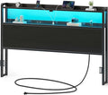 Rolanstar Headboard for Queen Size Bed with Storage, 60,000 DIY Color of LED Light, Head Board with USB & Type C Port, Height Adjustable, Black Cabeceras de Cama Comfortable Modern, Wood
