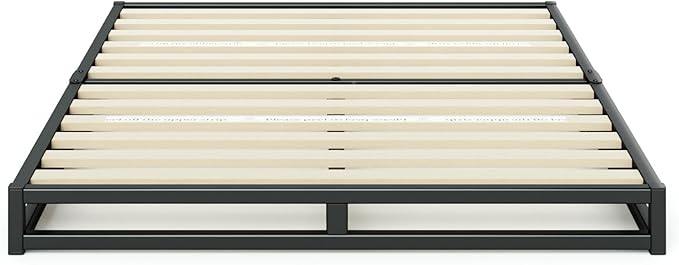 Zinus Joseph Low Profile 6 Inch Platform Bed Frame, Wood Slat Support, No Box Spring Needed, Eco Friendly WonderBox(TM) Packaging, Easy Assembly, Black, Full