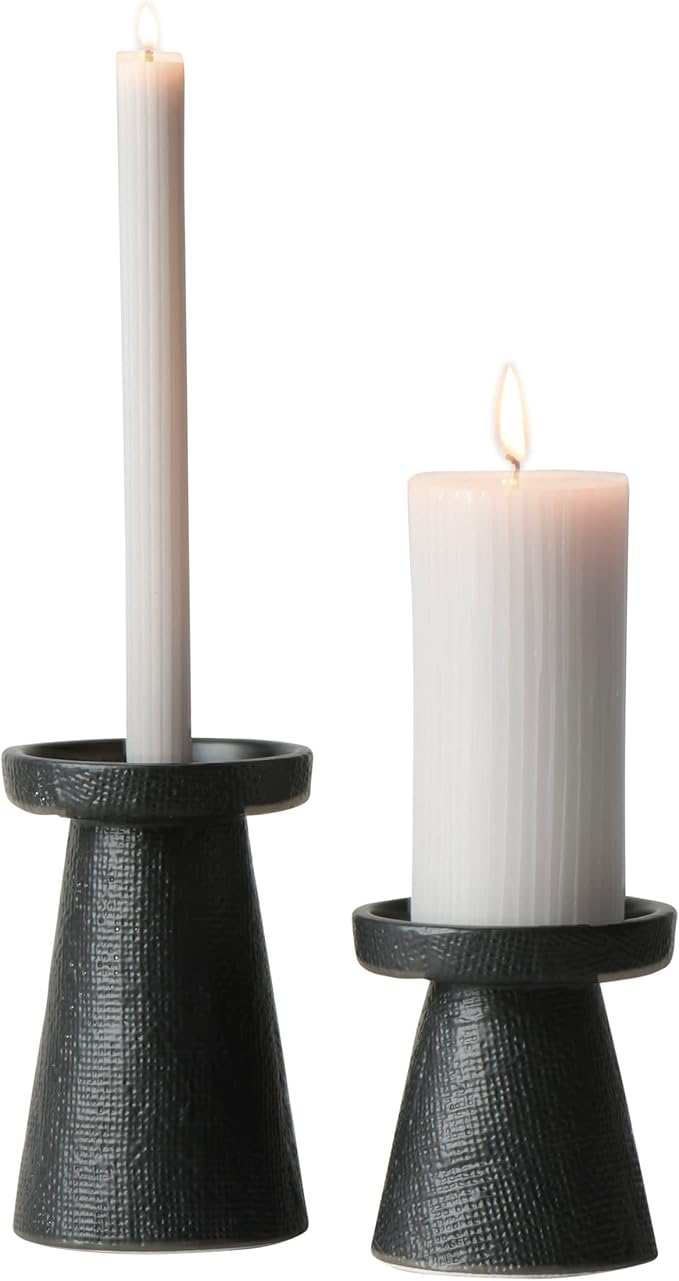 Main + Mesa Stoneware Pillar & Taper Candle Holders,(Pack of 8)