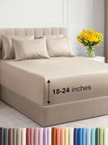 Extra Deep Cal King Sheet Set - 6 Piece Breathable & Cooling Sheets - Hotel Luxury Bed Sheets Set - Easy & Secure Fit - Soft, Wrinkle Free & Comfy Sheets Set - Wheat Sheet Set with Extra Deep Pockets