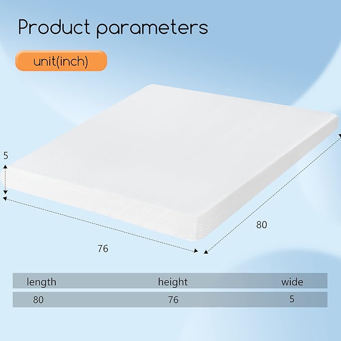BestMassage | 5 Inch King Mattress | Gel Memory Foam | Medium Firm Feel | White | Bed in a Box, CertiPUR-US Certified | Pressure Relief, Cooling Ventilated Foam | Breathable Knit Cover