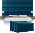 Vänt Upholstered Wall Panels - Queen/Full Size Wall Mounted Velvet Headboards - Velvet Peacock Blue - Set of 4 Panels (Each Individual Panel 30"x11.5")