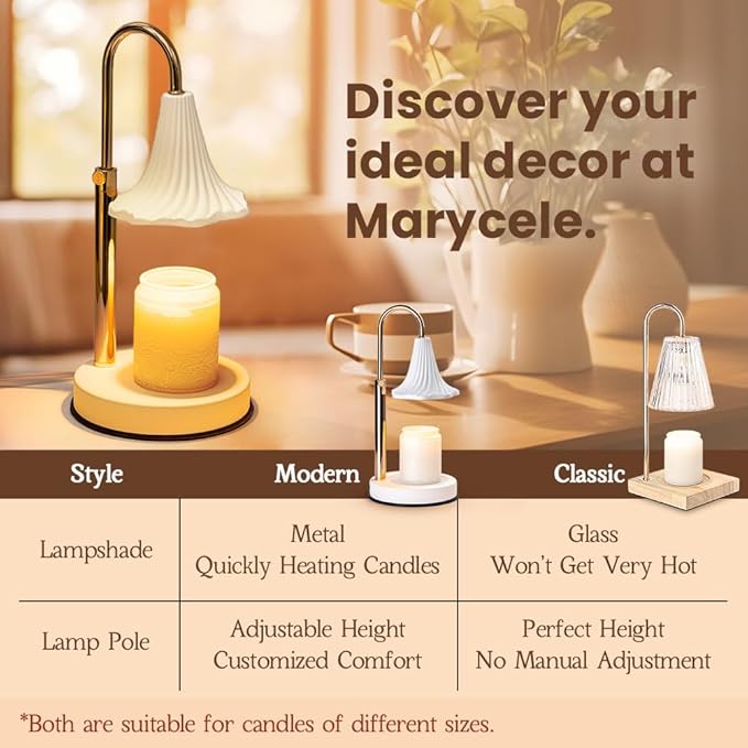 Marycele Lamp Candle Warmer with Timer, House Warming Gifts New Home, Candle Wax Warmer, Aesthetic Room Home Bedroom Decor, Amber Lozenge Diamond