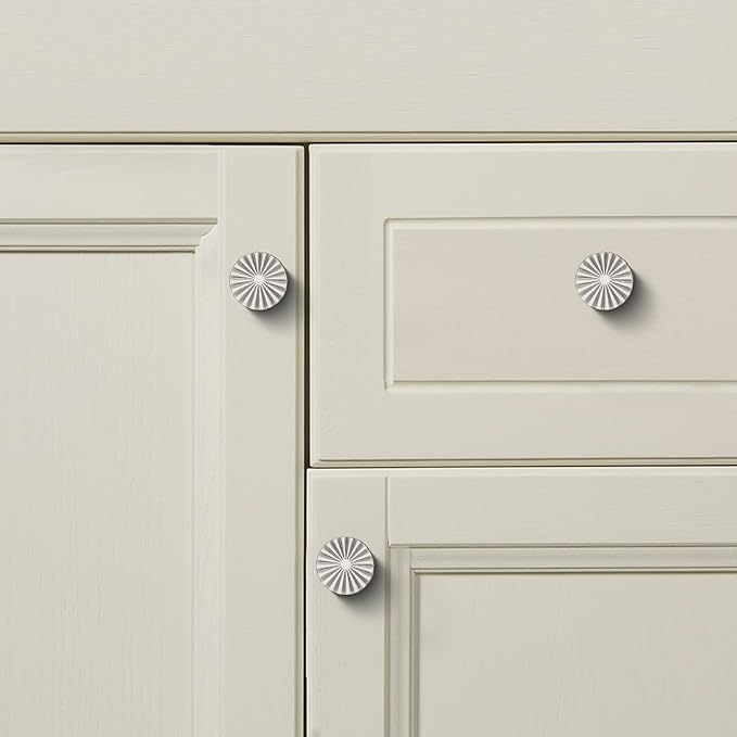 10 Pack Kitchen Cabinet Knobs Round Sunflower Dresser Knob Modern Drawer Hardware Cupboard Handles Furniture Knob for Bathroom Single Hole Knobs for Wardrobe Nickel TYH-BN-K10