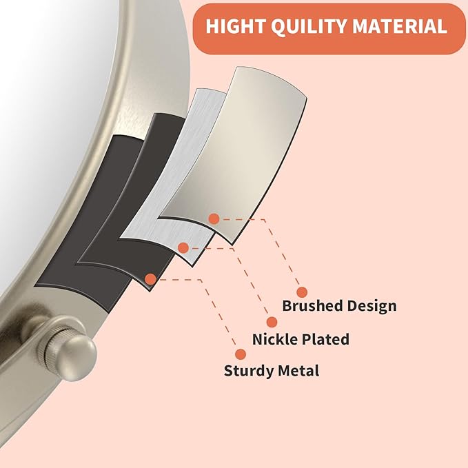 8" Wall Mounted Makeup Mirror 1X/ 10x Magnifying Mirror Double Sided Vanity Makeup Mirror for Bathroom Nickel Brush Finish