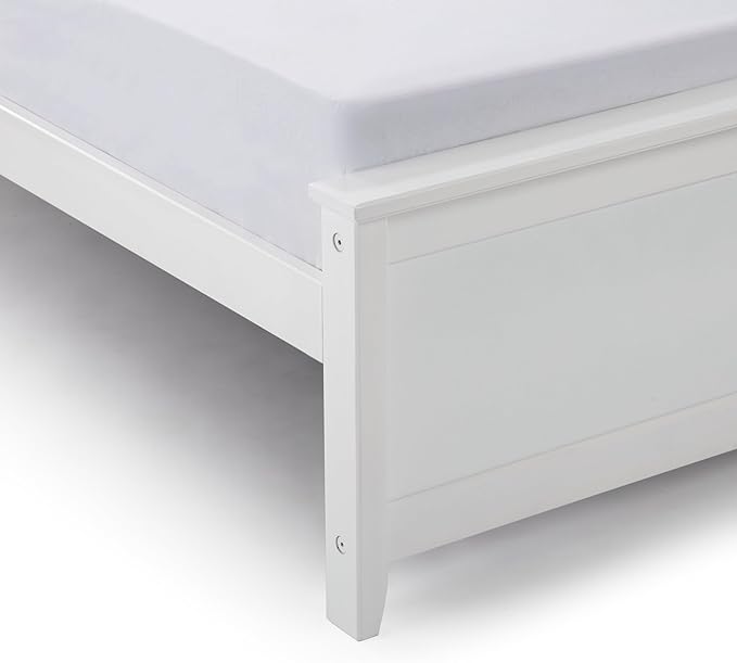 Plank+Beam Solid Wood Queen Bed Frame, Platform Bed with Headboard, White