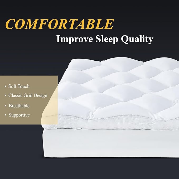 DOWNCOOL 3 Inch Twin Mattress Topper, Ultra Thick and Fluffy Supportive Memory Foam Mattress Topper for Body Pain, Mattress Pad with Breathable Mesh Design for Deep Sleep,75x39x3 Inches