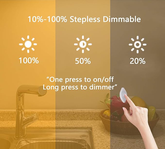 JUSJUBR Under Cabinet LED Sink Light - 12 Inch, Warm White 3000K Dimmable USB Light Bar with Memory Function, Slim Design for Room (No Plug)