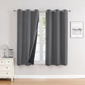 ChrisDowa 100% Blackout Curtains for Bedroom with Black Liner, 2 Thick Layers Total Blackout Thermal Insulated Grommet Small Window Curtains 2 Panels Set (Grey, 42 x 54 Inch)