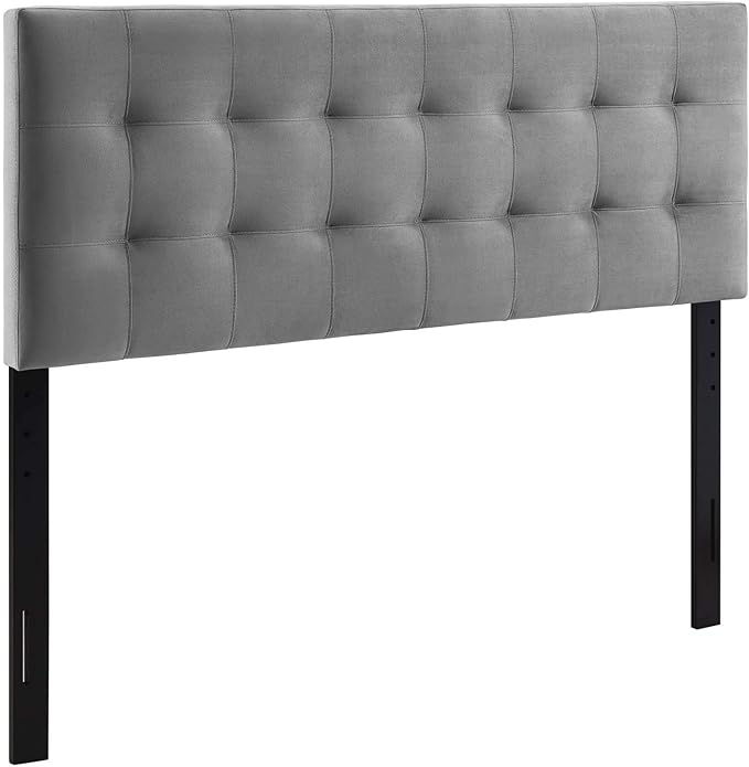 Modway Lily Queen Biscuit Tufted Performance Velvet Headboard, Gray