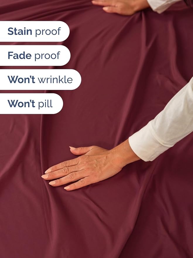 Extra Deep Queen Sheet Set - 6 Piece Breathable & Cooling Sheets - Hotel Luxury Bed Sheets Set - Easy & Secure Fit - Soft, Wrinkle Free & Comfy Sheets Set - Burgundy Sheet Set with Extra Deep Pockets
