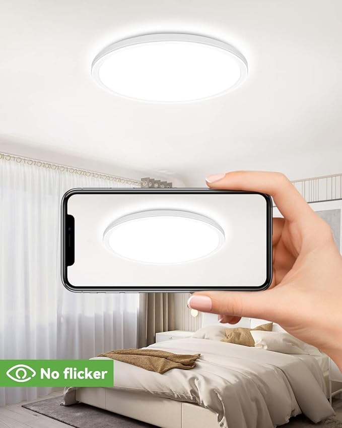 Zemty 10 Pack 12 Inch LED Flush Mount Super Slim 28W 3200lm LED Ceiling Light, 3 Color Temperature in One 3000k/4500k/6000K Fixture for Bedroom, Kitchen, Dining Room