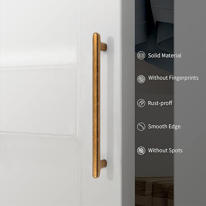 10 Pack 6.3 Inch(160mm) Kitchen Cabinet Handles Antique Brass Cabinet Pulls Vintage Retro Kitchen Cabinet Hardware Drawer Pulls for Cupboard Wardrobe