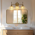ANDY STAR 48x32 Inch Gold Bathroom Mirror, Brushed Gold Mirrors for Wall in Anti-Rust SUS304 Tube Metal Frame, Rounded Rectangle Mirrors 1’’ Deep Wall Mounted Vertically/Horizontal for Bathroom