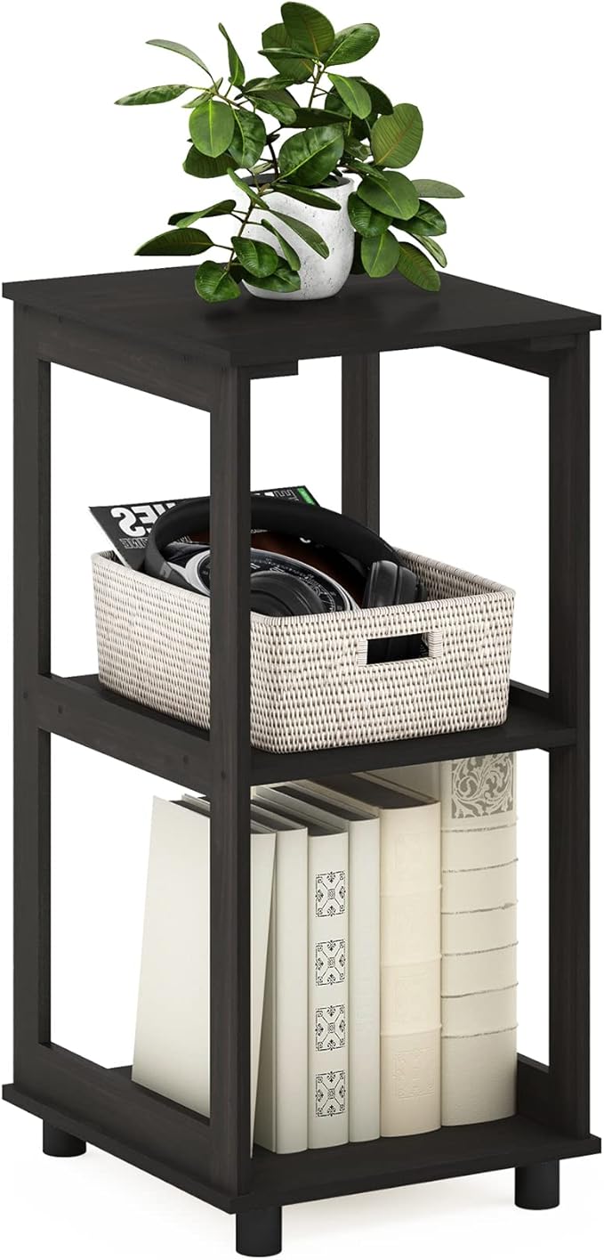 Furinno Romain 2-Tier Tall End Table, Espresso