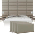 Vänt Upholstered Wall Panels - Queen/Full Size Wall Mounted Headboards - Vintage Leather Dusty Taupe - Set of 4 Panels (Each Individual Panel 30"x11.5")