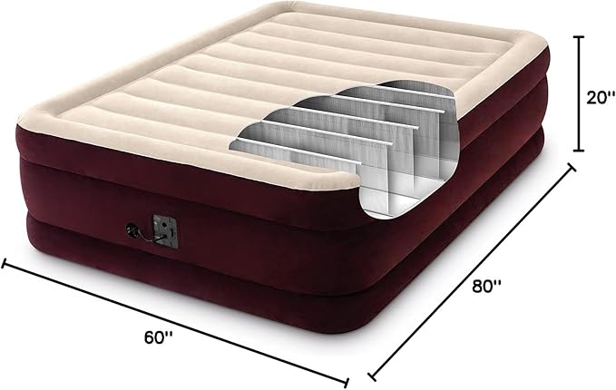 Intex Comfort Dura-Beam Airbed Internal Electric Pump Bed Height Elevated (2020 Model)