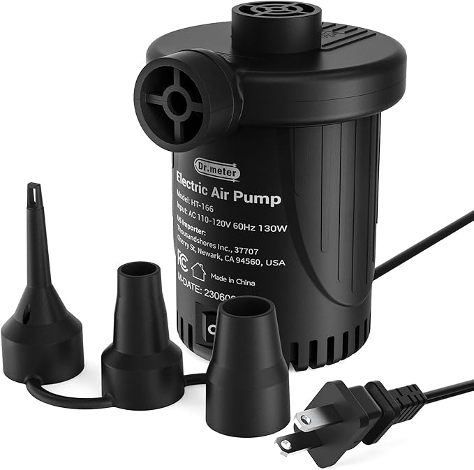 Air Pump for Inflatables: AC 110V Air Mattress Pump with 3 Nozzles - Quick-Fill Electric Inflator Deflator for Inflatable Pool Raft Bed Boat Floats Swimming Rings Yoga Balls