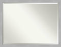 Amanti Art Silver Bathroom Mirror for Over Sink, 33x43 Vista Brushed Nickel Narrow Rectangle Vanity Mirror, X-Large Casual Frame, Hangs Horizonally and Vertically, Bathroom Wall Decor, Beveled Edge