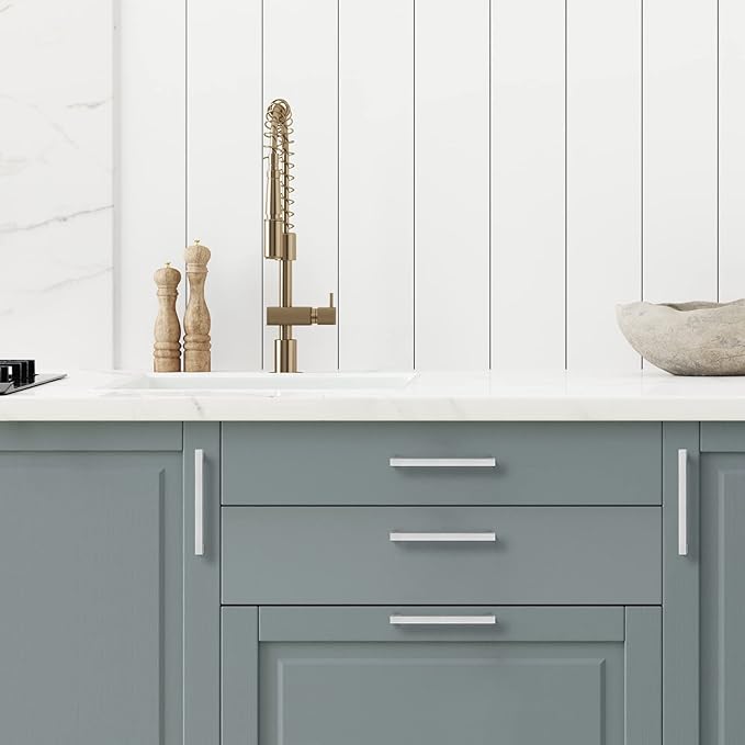 Ravinte 25 Pack Brushed Nickel Kitchen Cabinet Handles 6-1/4 Inch Cabinet Pulls Square Kitchen Hardware for Cabinet Drawer Pulls Drawer Handles Come with Screwdriver