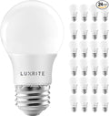 LUXRITE A15 LED Bulb 40W Equivalent, 7W, 4000K (Cool White), 600 Lumens, Enclosed Fixture Rated, Dimmable Ceiling Fan Light Bulbs, E26 Medium Base, UL Listed - Indoor and Outdoor (24 Pack)