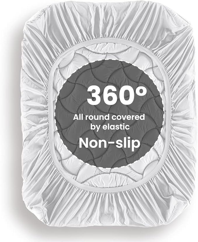 SLEEP ZONE King Size Cooling Mattress Pad, Premium Zoned Quilted Fitted Mattress Topper, Elastic Mattress Protector Cover, Machine Wash Durable, Deep Pocket 8-21 inch, Silver Grey, King