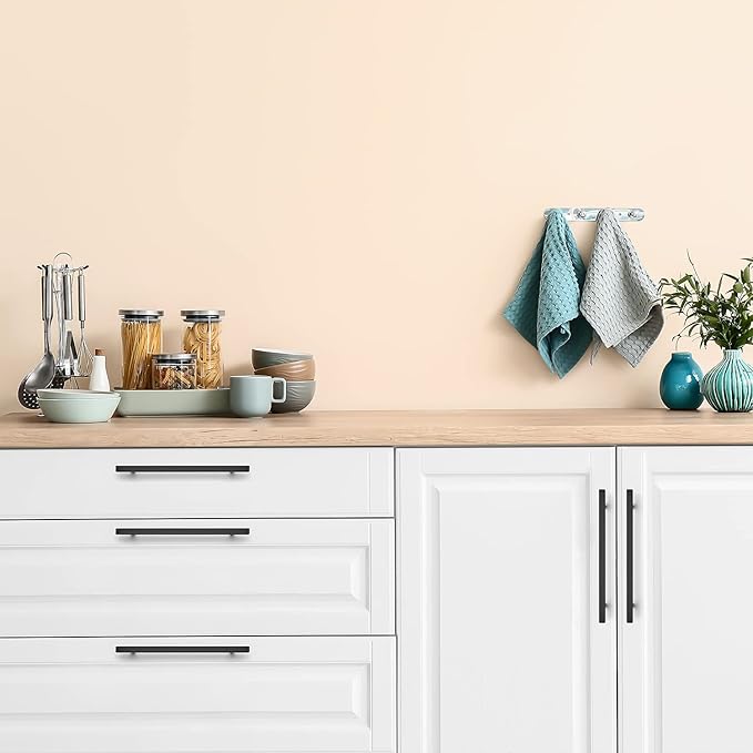 Ravinte Black Cabinet Handles 5 Pack 8 inch Matte Black Square Cabinet Pulls Kitchen Hardware 11 inch Overall Length Kitchen Drawer Pulls