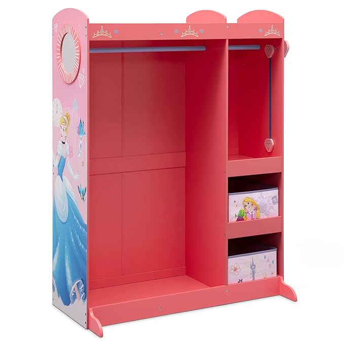 Disney Princess Dress & Play Boutique - Pretend Play Costume Storage Closet/Wardrobe for Kids with Mirror & Shelves by Delta Children, Pink