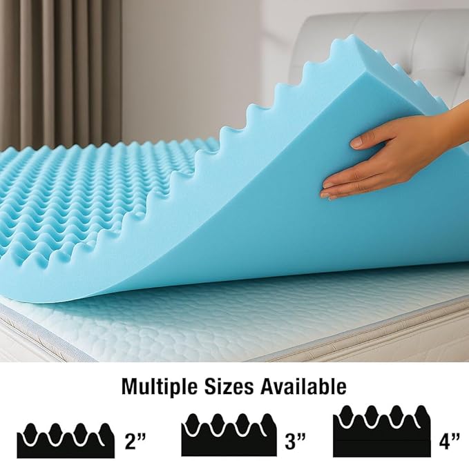 DMI 2-Inch Foam Mattress Topper, Egg Crate Foam Pad for Support, Air Circulation, Pressure Relief & Weight Distribution, Twin Size 33 x 72, Blue