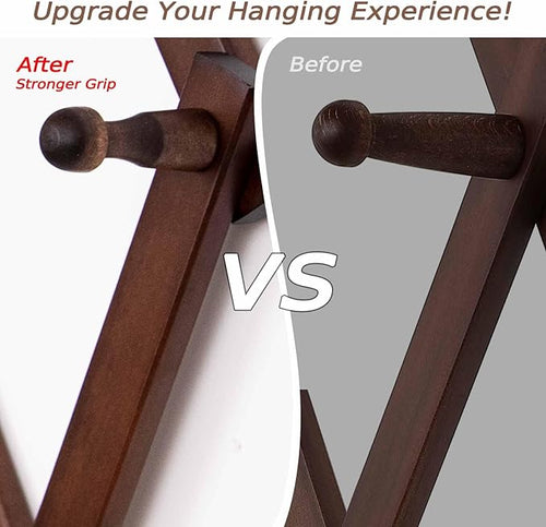 16 inch High Accordion Wall Hanger with 14 Hooks, Wooden Wall Expandable Coat Rack for Coat, Hats, Baseball Caps, Coffee Mug, Jewelry