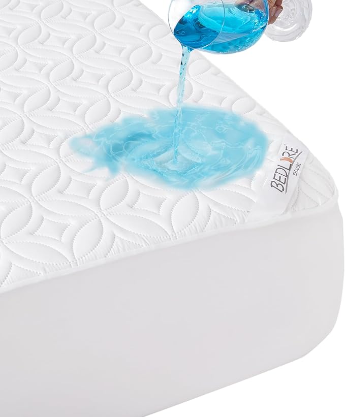 BEDLORE Waterproof Mattress Protector, California King Size Noiseless Mattress Pad with Deep Pocket 6"-18" Depth, Soft Breathable Bed Mattress Cover Washable for Home, Bedroom, Hotel (White)