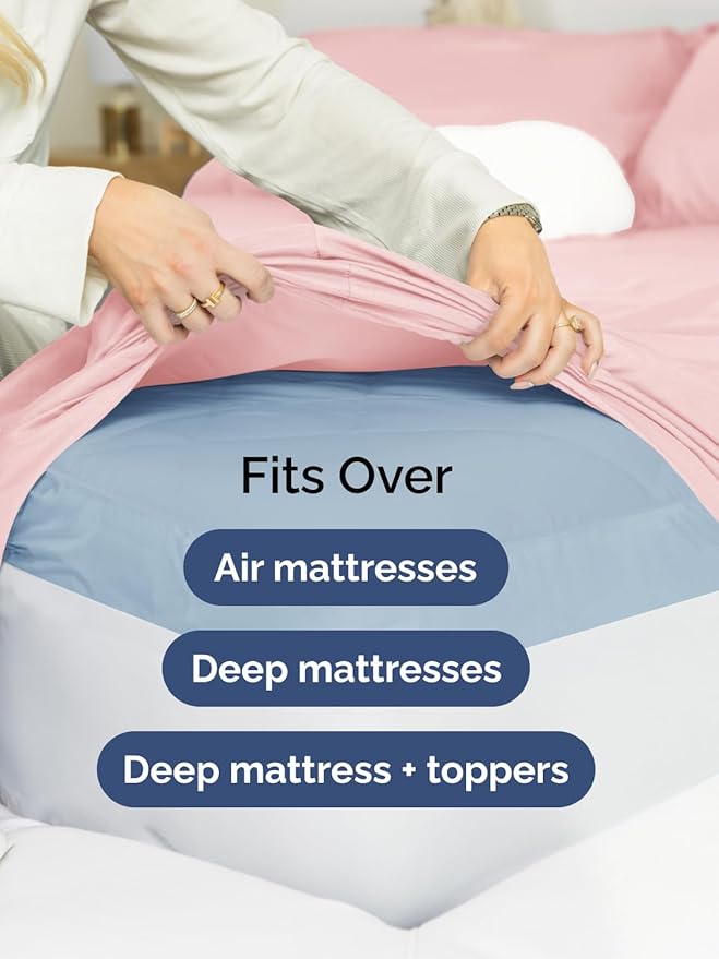 Extra Deep Cal King Sheet Set - 6 Piece Breathable and Cooling Sheets - Hotel Luxury Bed Sheets Set - Easy Fit - Soft, Wrinkle Free and Comfy Sheets Set - Baby Pink Sheet Set with Extra Deep Pockets