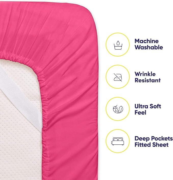 Sweet Home Collection 6 Piece Bed Sheet Set, Twin, Fuschia