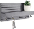 Decorative Key Holder for Wall with Shelf, Entryway Shelf with Hooks Holds Leashes, Jackets and Glasses – Sturdy Wood Keyholder Entrance Hanger with Mounting Hardware (Gray, Medium)