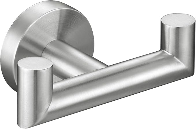Angle Simple Towel Hook for Bathroom, SUS 304 Stainless Steel, Double Hand Towel Coat Holder for Wall, Brushed Nickel