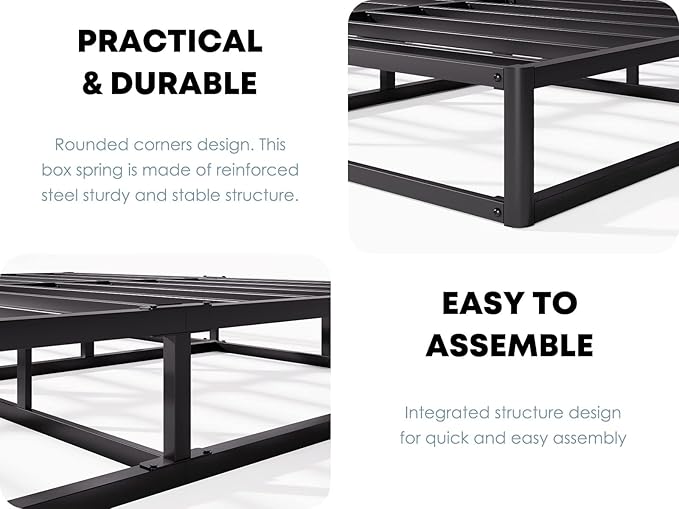 Box Spring Twin Size 5 Inch Low Profile Heavy Duty Metal Frame Mattress Foundation, Quiet Noise-Free,Easy Assembly, 3000lbs Max Weight Capacity