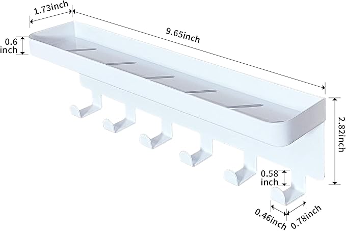 GTK Key Holder for Wall, Key Hooks with Tray and 6 Hooks, Wall Mounted Key Holder for Hallway, Key Rack with Shelf for Mail Storage (White)