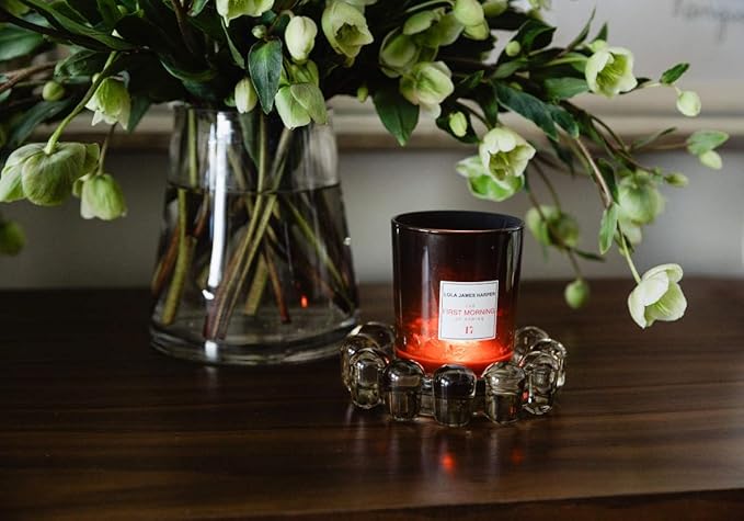 Alice Lane Bubble Candle Dish – Chic Smoky Glass Candle Dish for Home Decor – Decorative Modern Candle Holder for Small Candles & Diffusers