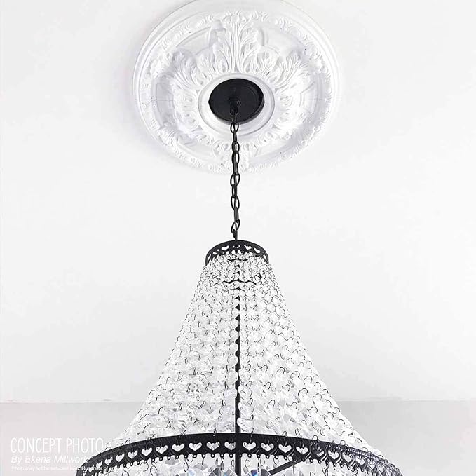 12 1/2"OD x 3 7/8"ID x 3/4"P Bradford Ceiling Medallion (Fits Canopies up to 6 5/8"), Hand-Painted Pot of Cream Crackle